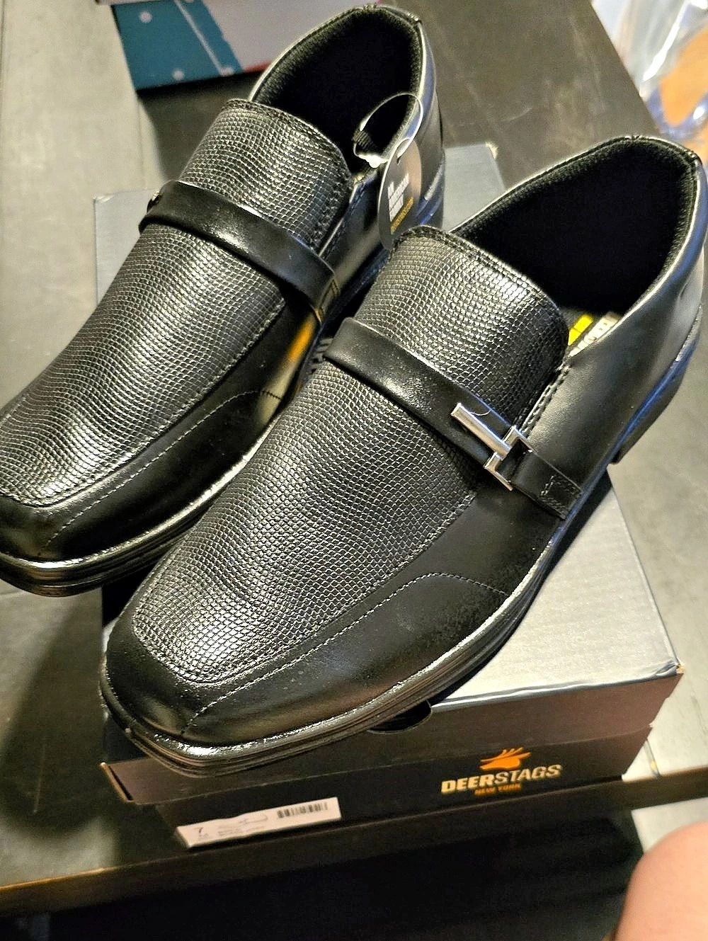Deer Stags Bold Boy's Black Loafers NIB
